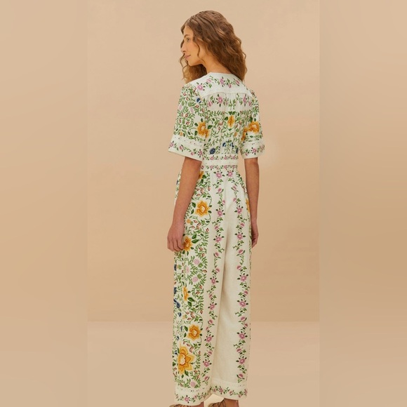 FARM Rio Folk Floral Linen Blend Jumpsuit - Picture 2 of 5